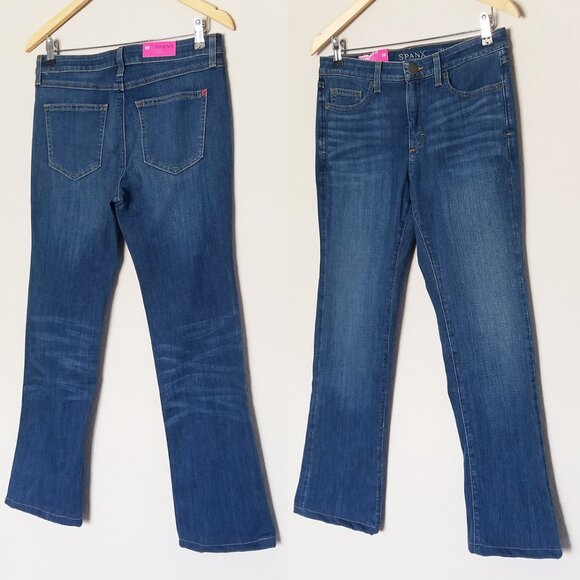 NEW SPANX Women's 28 Slim X Bootcut Jeans Blue Stretch Flare Denim "Hemmed" 27.5 - Picture 14 of 14